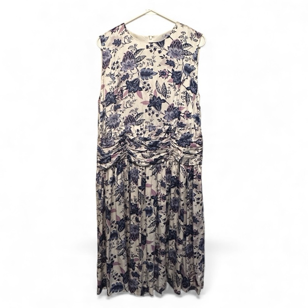 Vintage 80s/90s Handmade Blue and Purple Floral Midi Dress